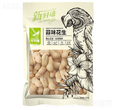 可可隆蒜味花生炒貨休閑食品帶殼花生120g
