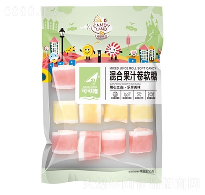 可可隆混合果汁卷軟糖即食休閑辦公零食95g