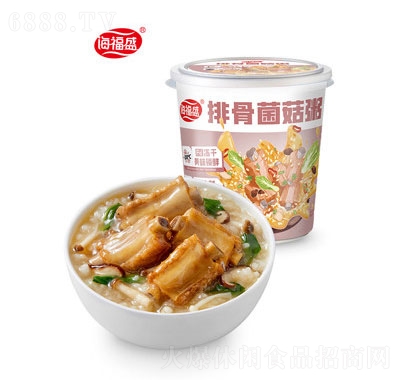海福盛速食粥猛料版沖泡即食方便粥整箱方便食品夜宵早餐排骨菌菇粥