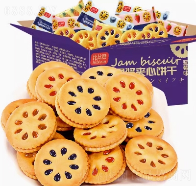 比比贊果醬夾心餅干整箱散裝兒童節(jié)懷舊零食小吃